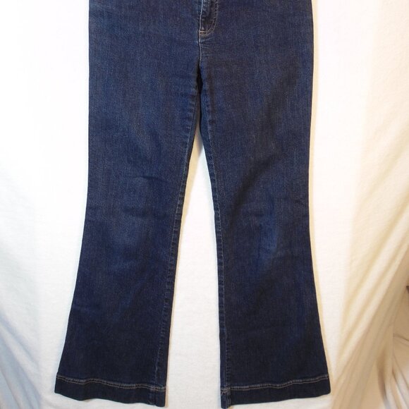 J. Jill Womens Jeans Size 4 Blue Flare Leg Stretch‎ Zip Button Y2K Trendy EUC - Picture 2 of 9